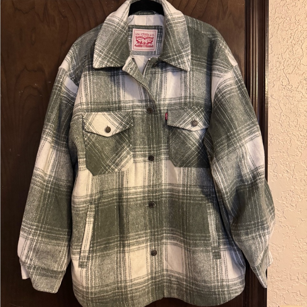 Levi's Olive and White Plaid Utility Jacket
